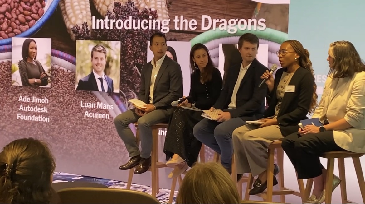 Ade Jimoh on the Dragons panel at the LCAW Resilience Hub Investor Forum